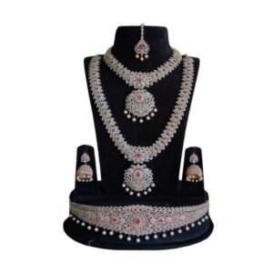 American Diamond Stone Designer Jewellery Set For Rent